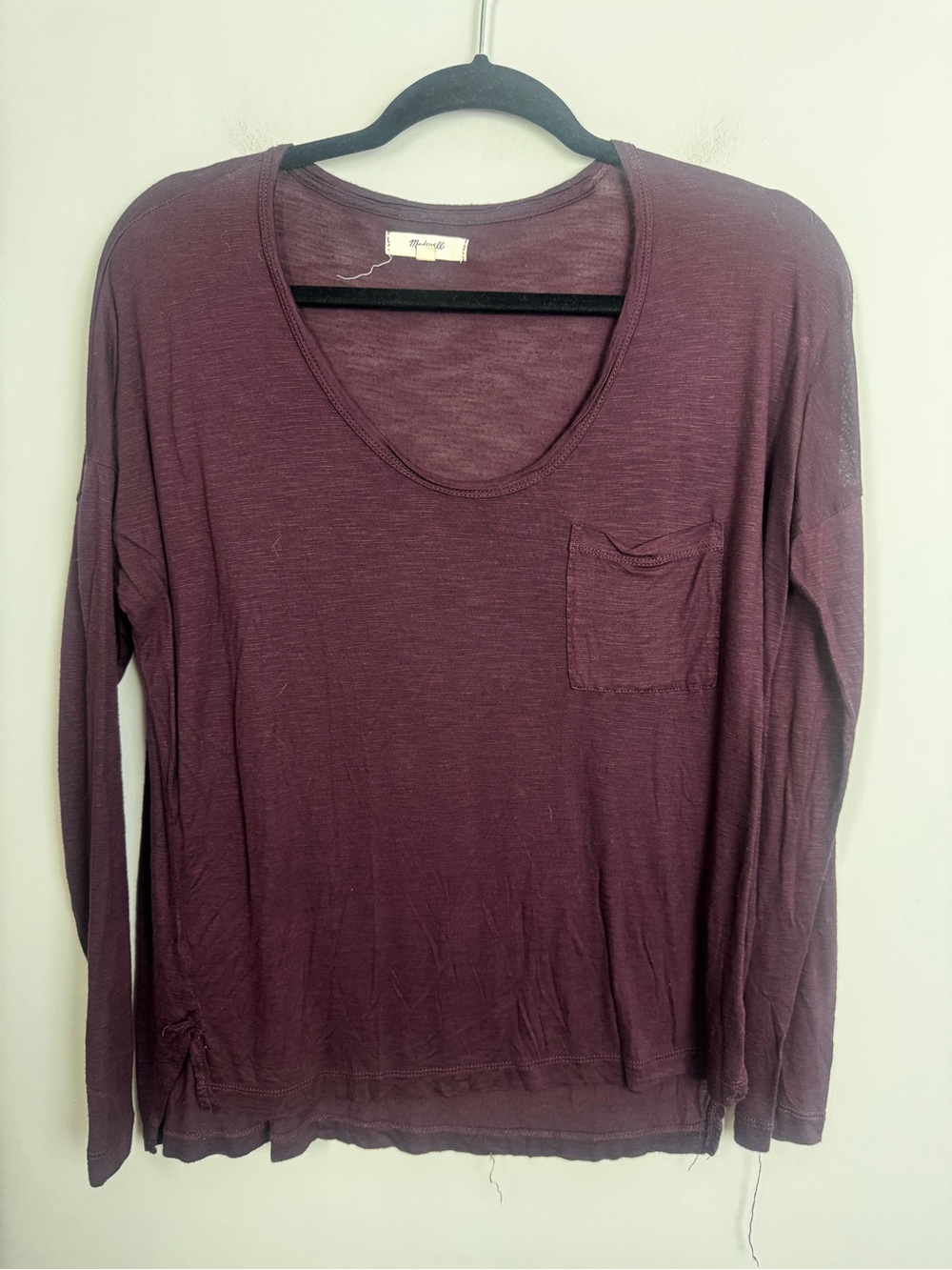 MADEWELL | Slouchy Lightweight Long-Sleeve Scoop Neck Top in Plum Women’s Size S - Picture 2 of 7